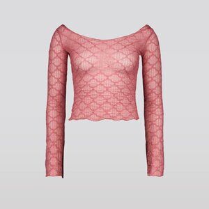 SAEMDI Women's Crinkled Jersey Top Size S In Dusty Rose